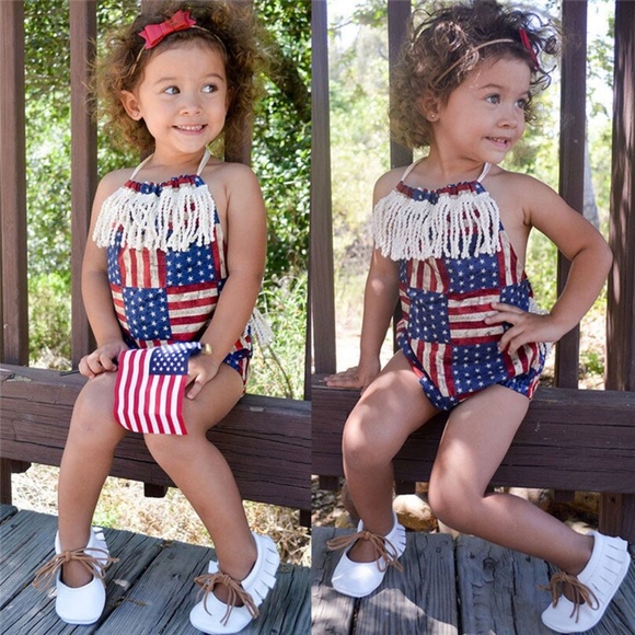 girls 4th of july romper